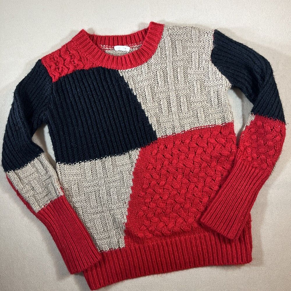 Gilli Pullover Sweater Women's S Red Black Tan Cozy Oversized Soft